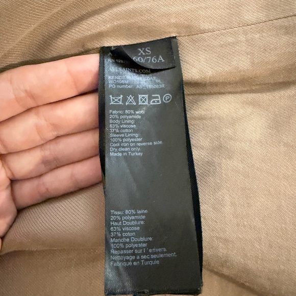 All Saints Tan Overcoat - Picture 3 of 5